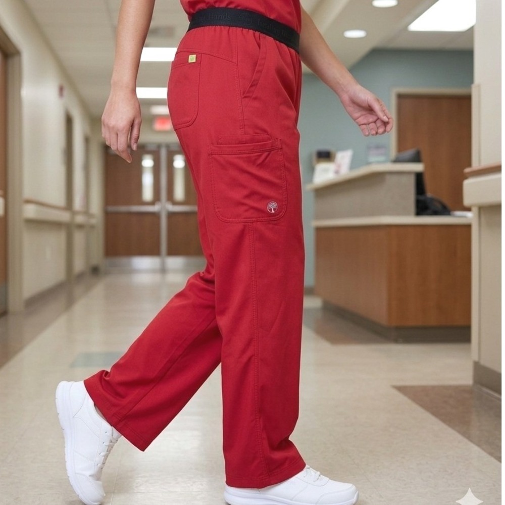 HH Works‎ Healing Hands Scrub Pants Women 1X Rachel 9500 Red Yoga Medical Nurse